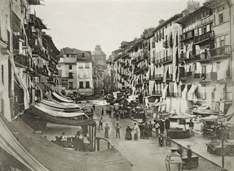 Straßenszene in Barcelona, ca. 1880er Jahre